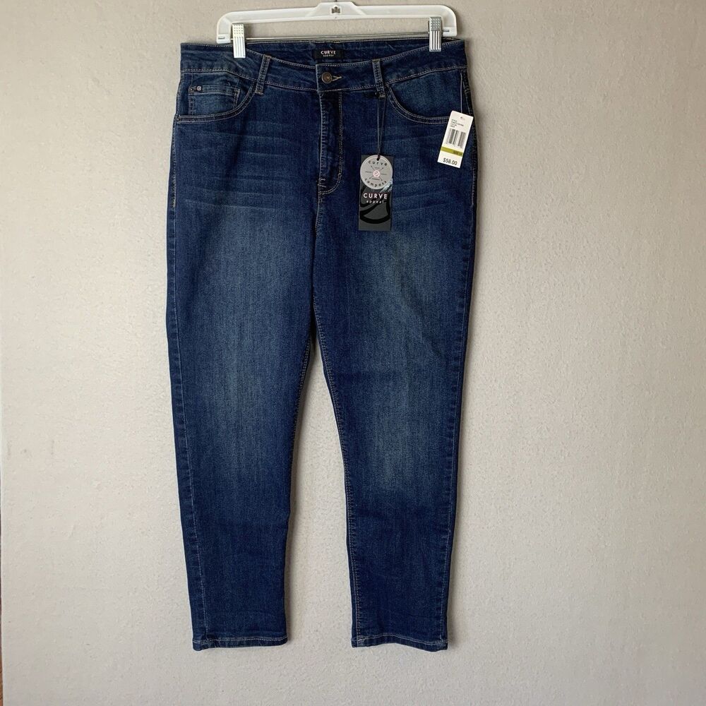 Curve Appeal Jeans Women 14 Blue Straight Leg Momcore Preppy Casual NWT